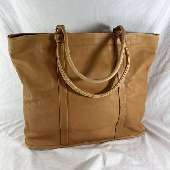 80's COACH Tan Leather Vintage Large Shopper Tote Bag Made in The United States - Picture 12 of 17